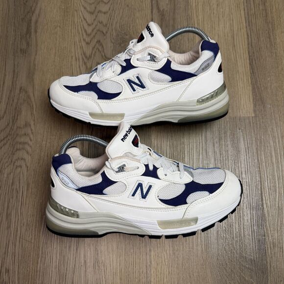 New Balance 992 Shoes Mens Size 7.5 White Navy Made In USA Sneakers M992EC